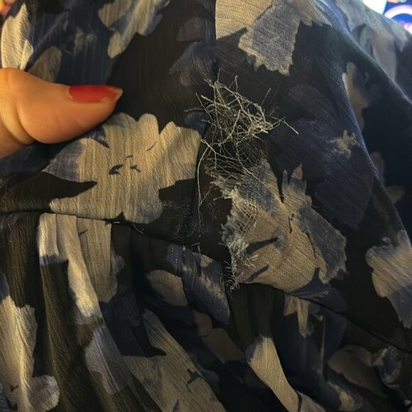 Rtr sz6 ML Monique Lhuillier Melanie Dress floral printed v-neck dark midnight - Picture 6 of 10